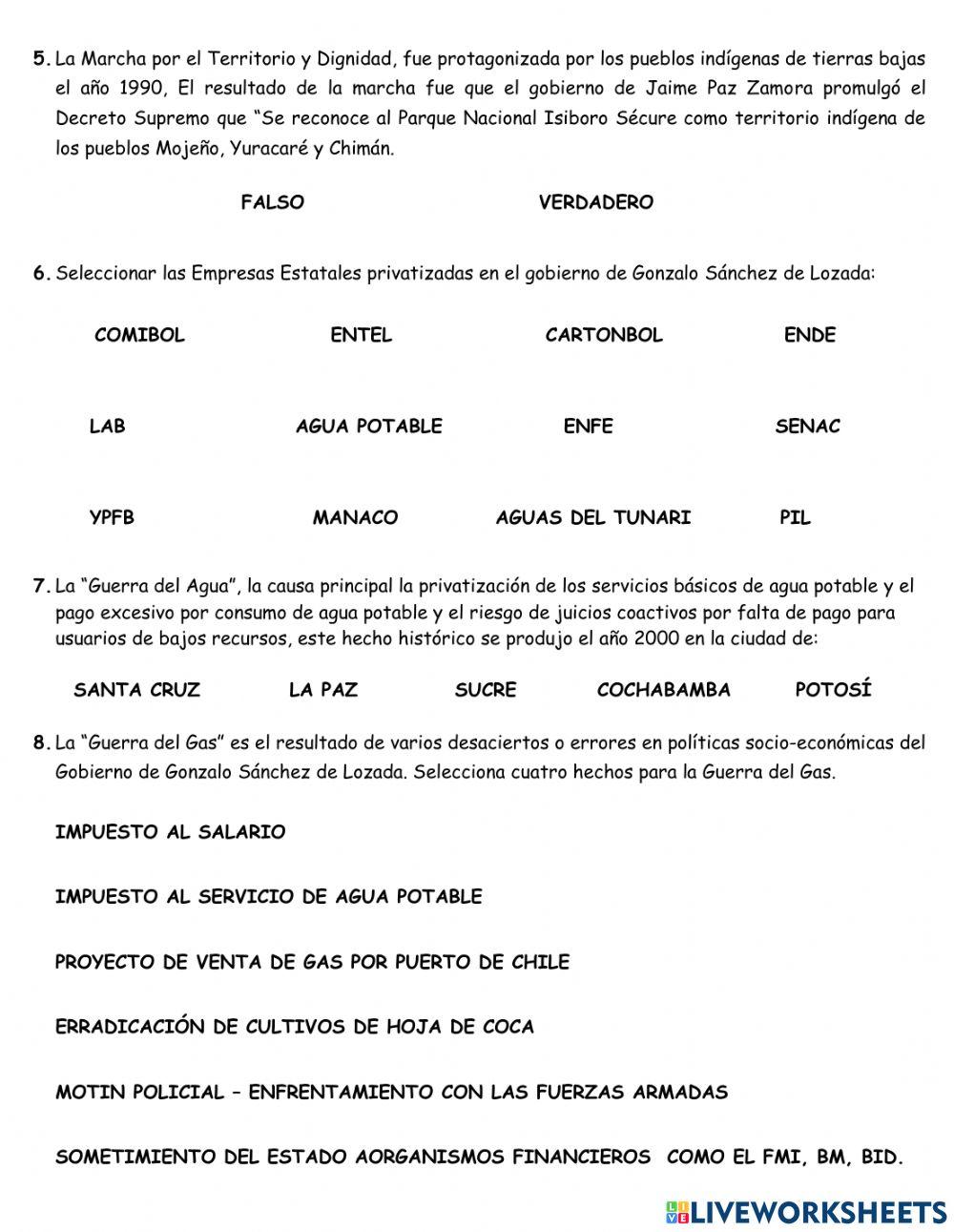 El neoliberalismo en bolivia