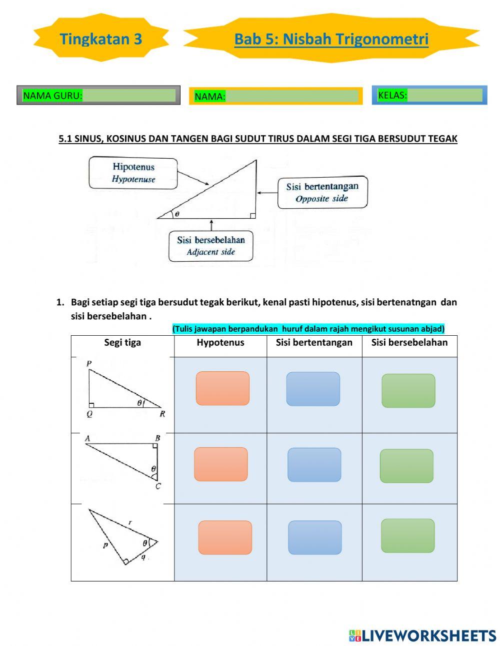 Bab 5 nisbah trigonometri matematik tingkatan 3