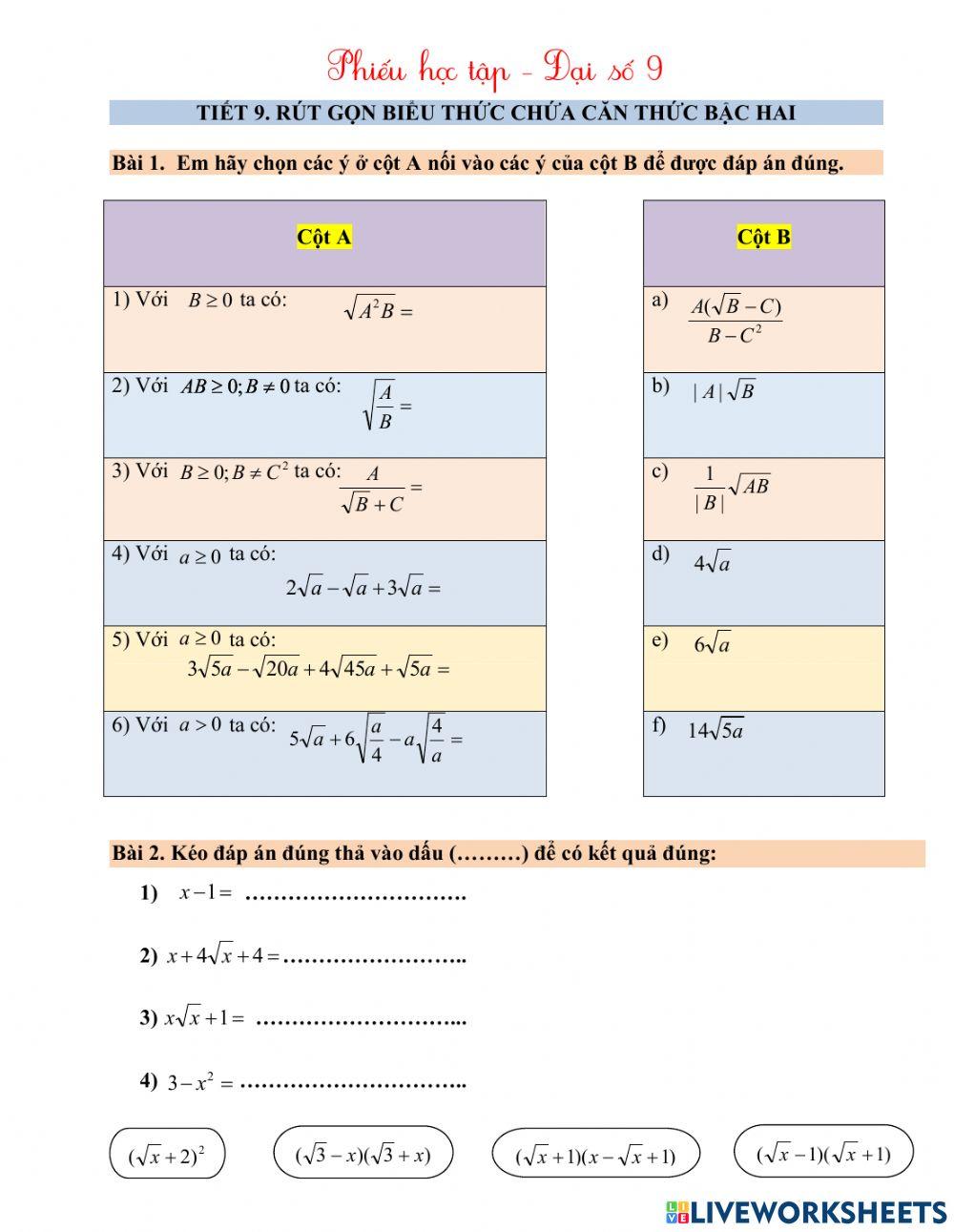 Rút gọn biểu thức