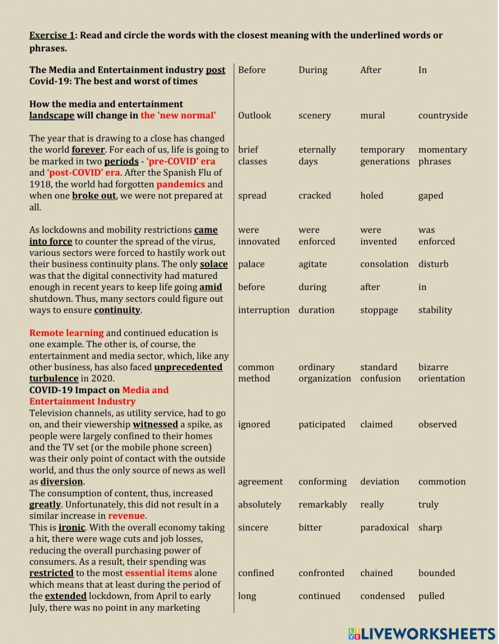 Entertainment industry post-covid
