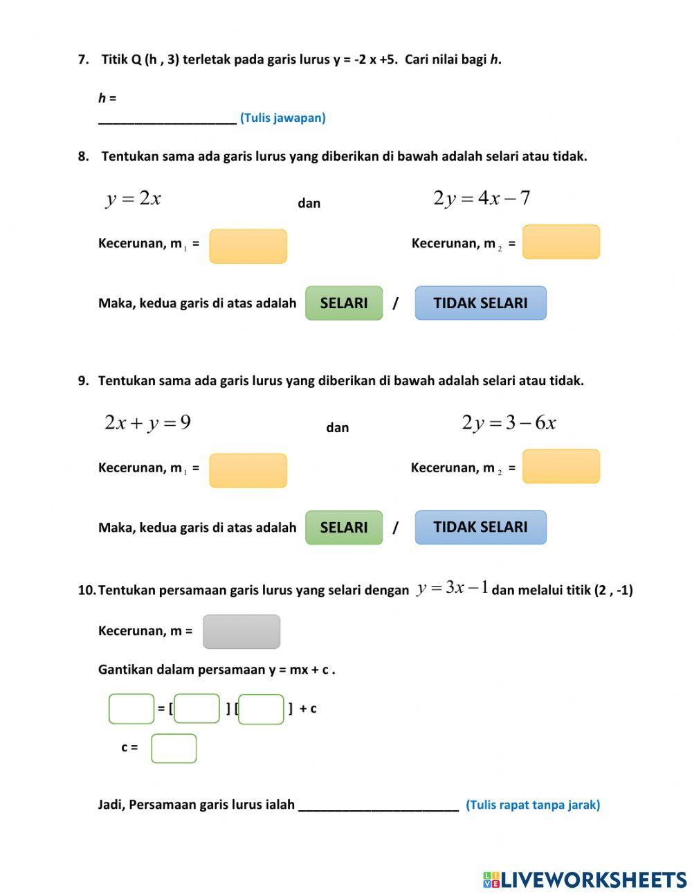 Bab 9 garis lurus matematik tingkatan 3
