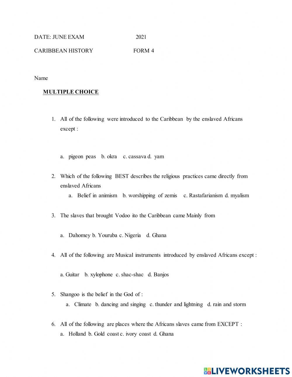 Caribbean Economy and slavery