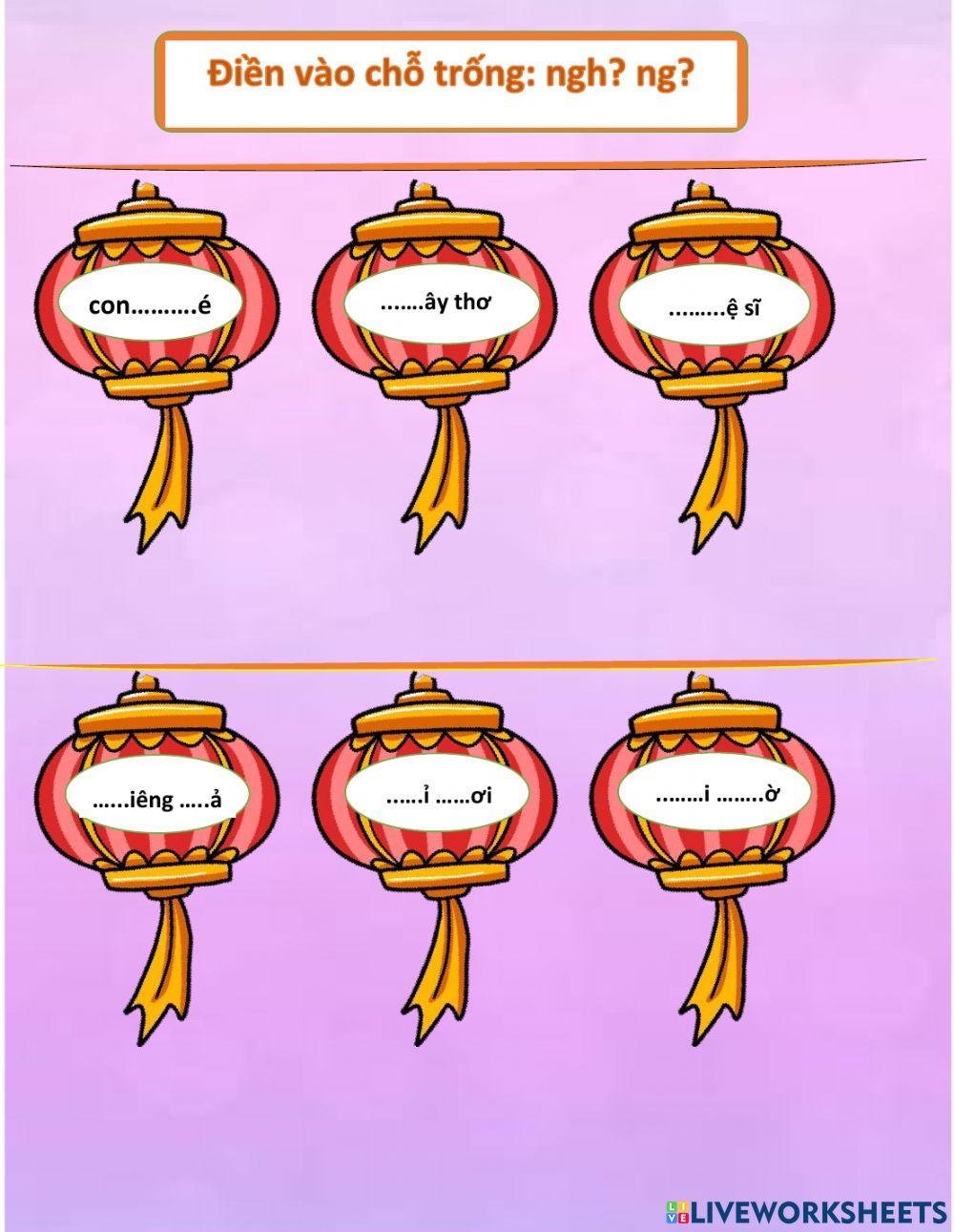Điền ngh-ng vào chỗ trống