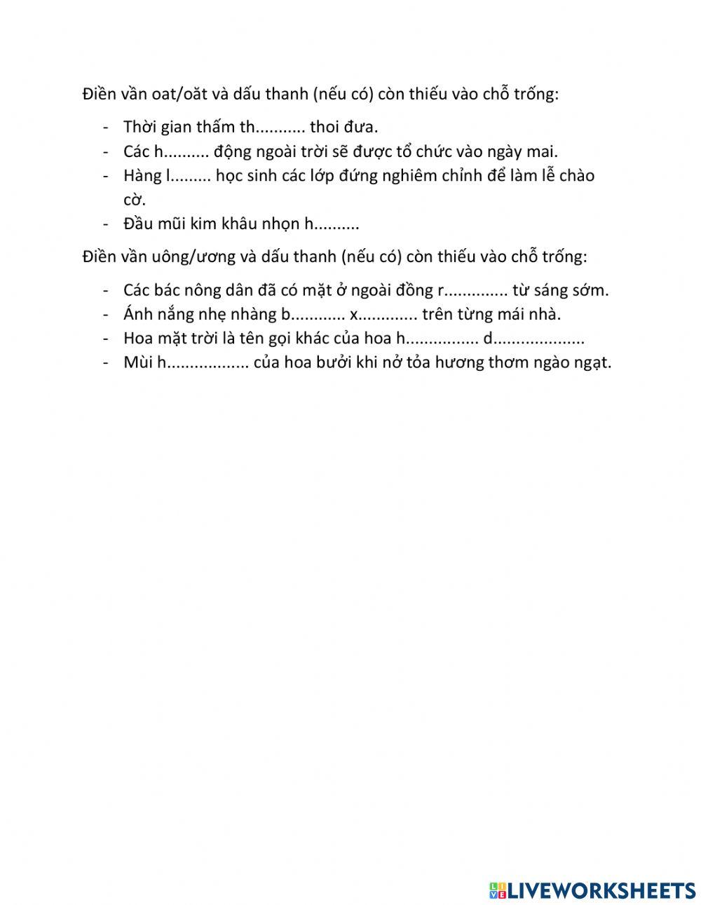 Điền vào chỗ trống