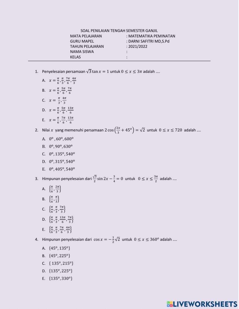 Pts matematika  peminatan kelas xi ipa