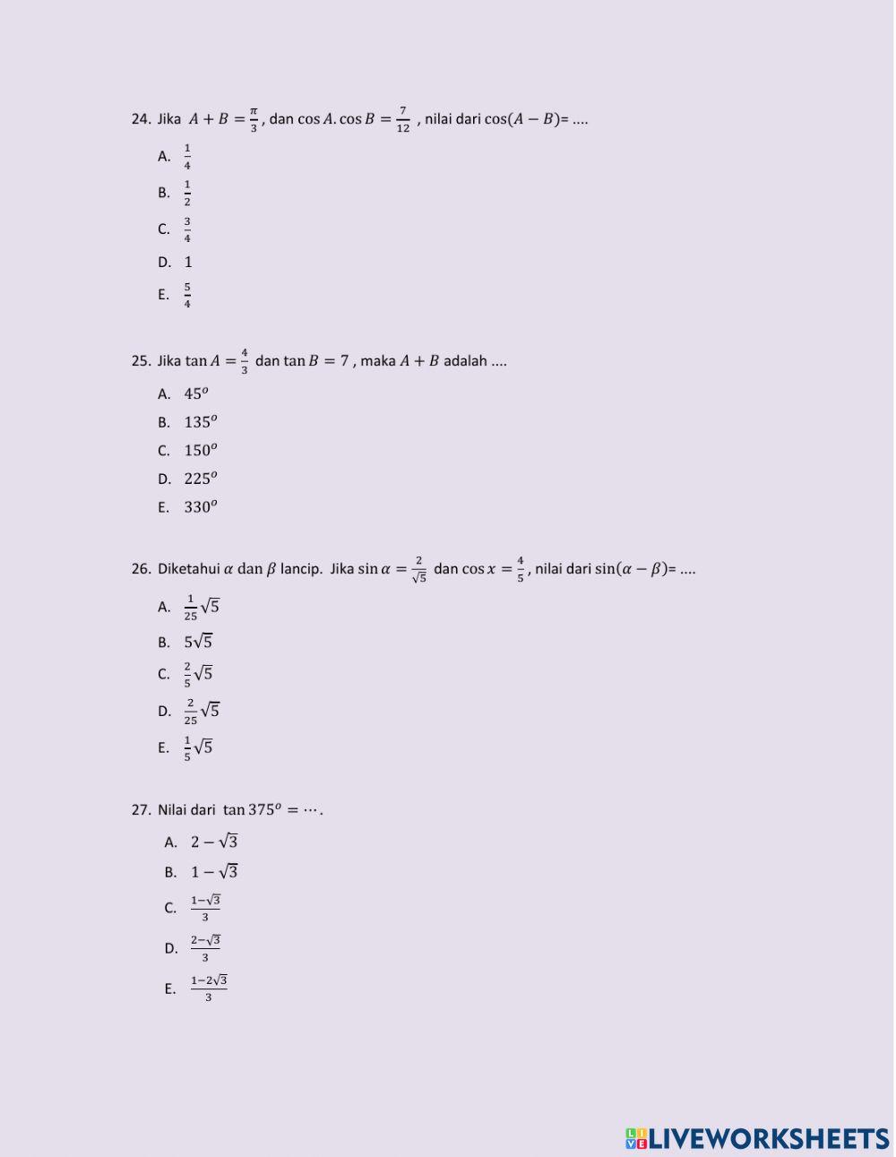 Pts matematika  peminatan kelas xi ipa