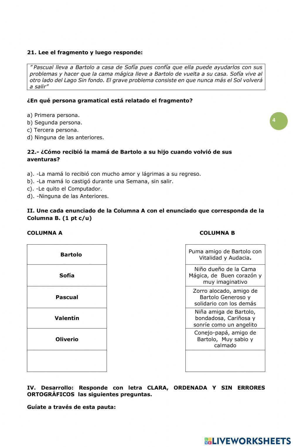 Plan lector -la cama mágica de bartolo-