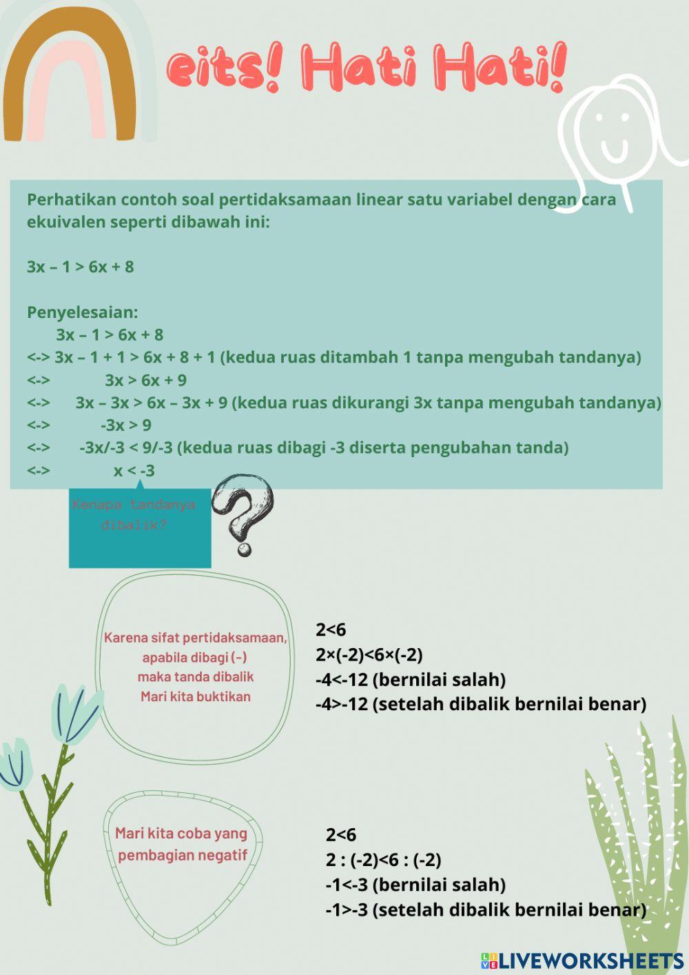 Pertidaksamaan linier