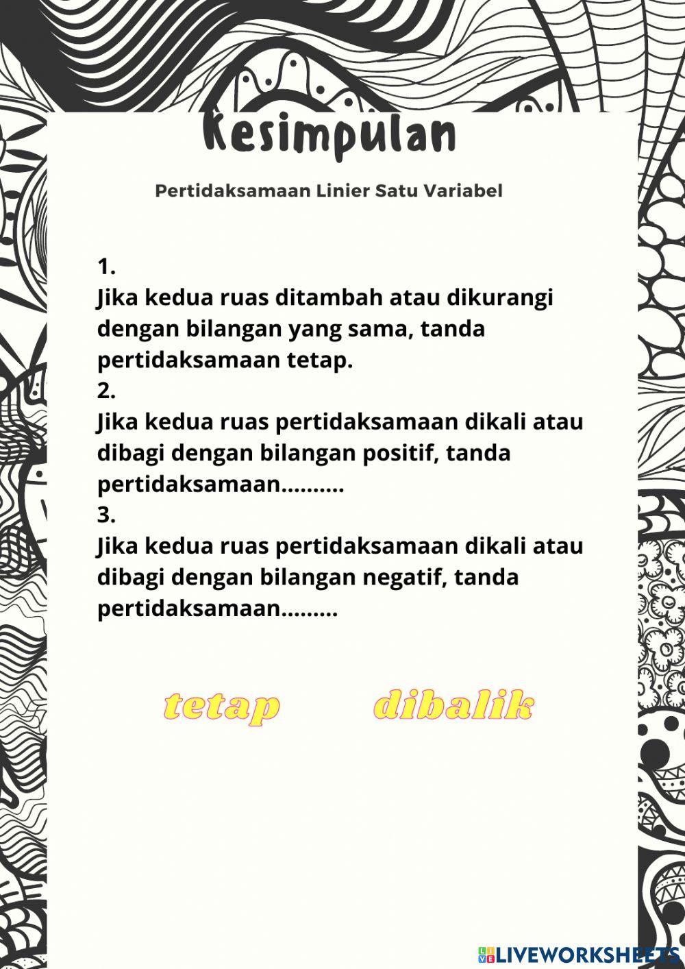 Pertidaksamaan linier