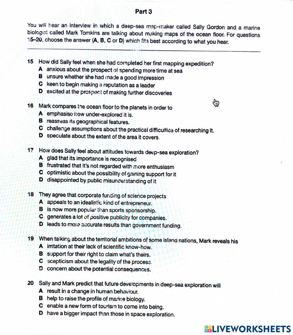 Advanced 3 listening pt 2&3