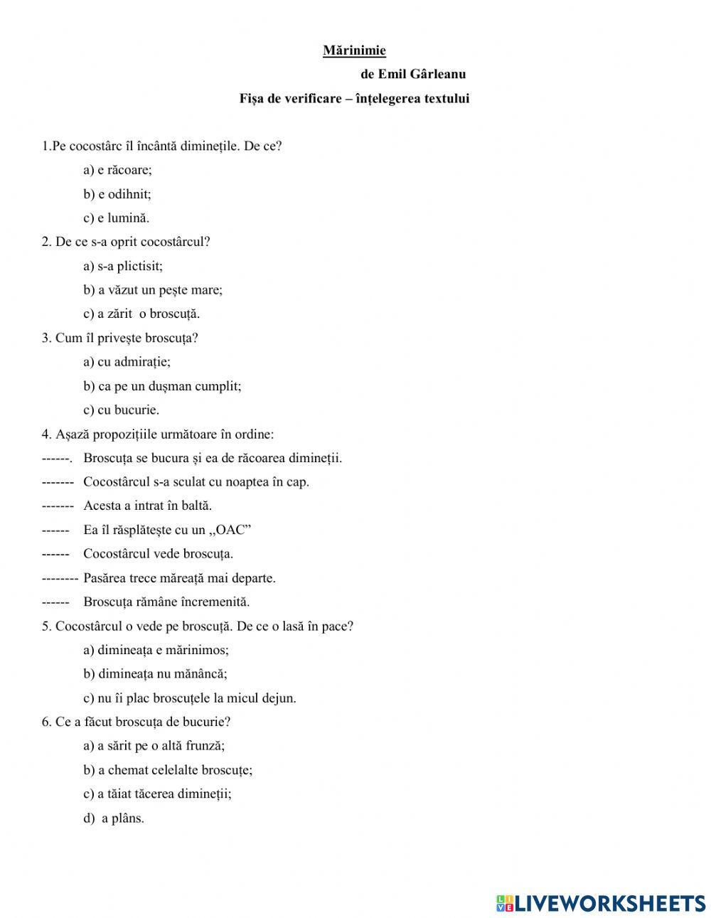 Mărinimie, de Emil Gârleanu