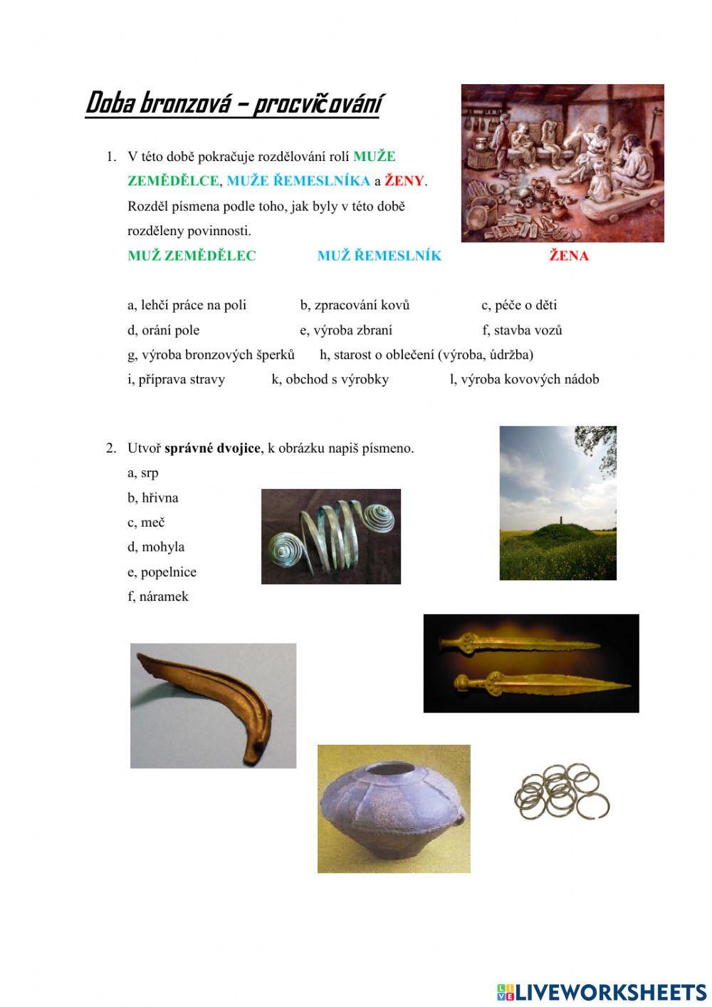 Doba bronzová - procvičování