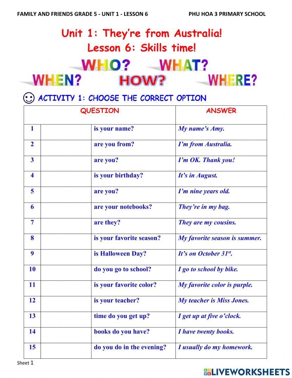 Family and Friends 5 - Unit 1 - Lesson 6