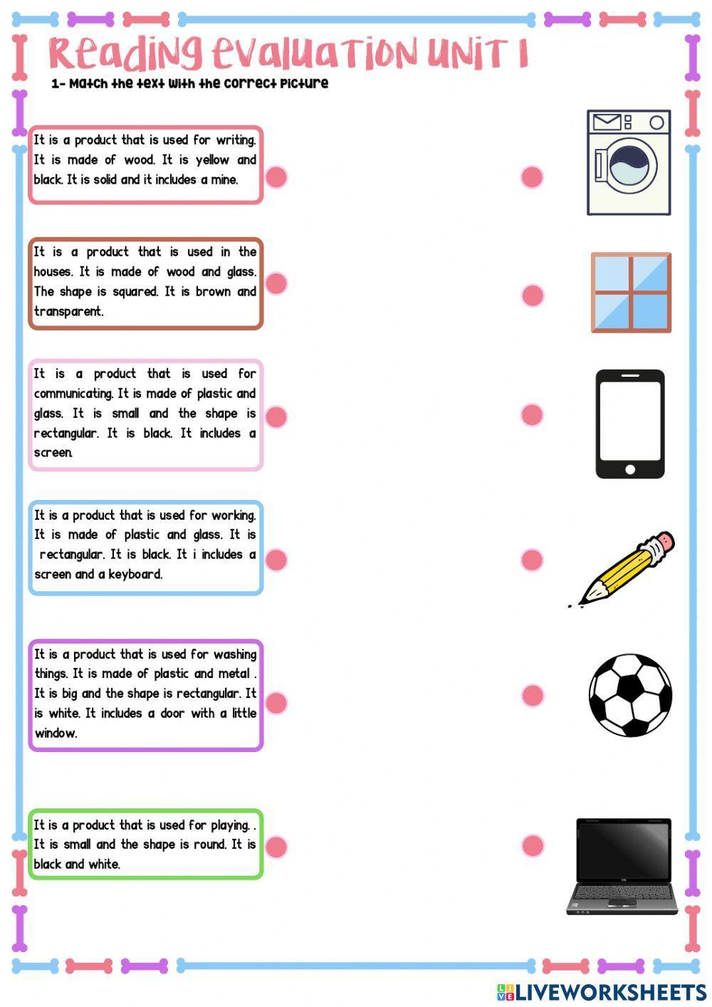 Reading describing objects PRE