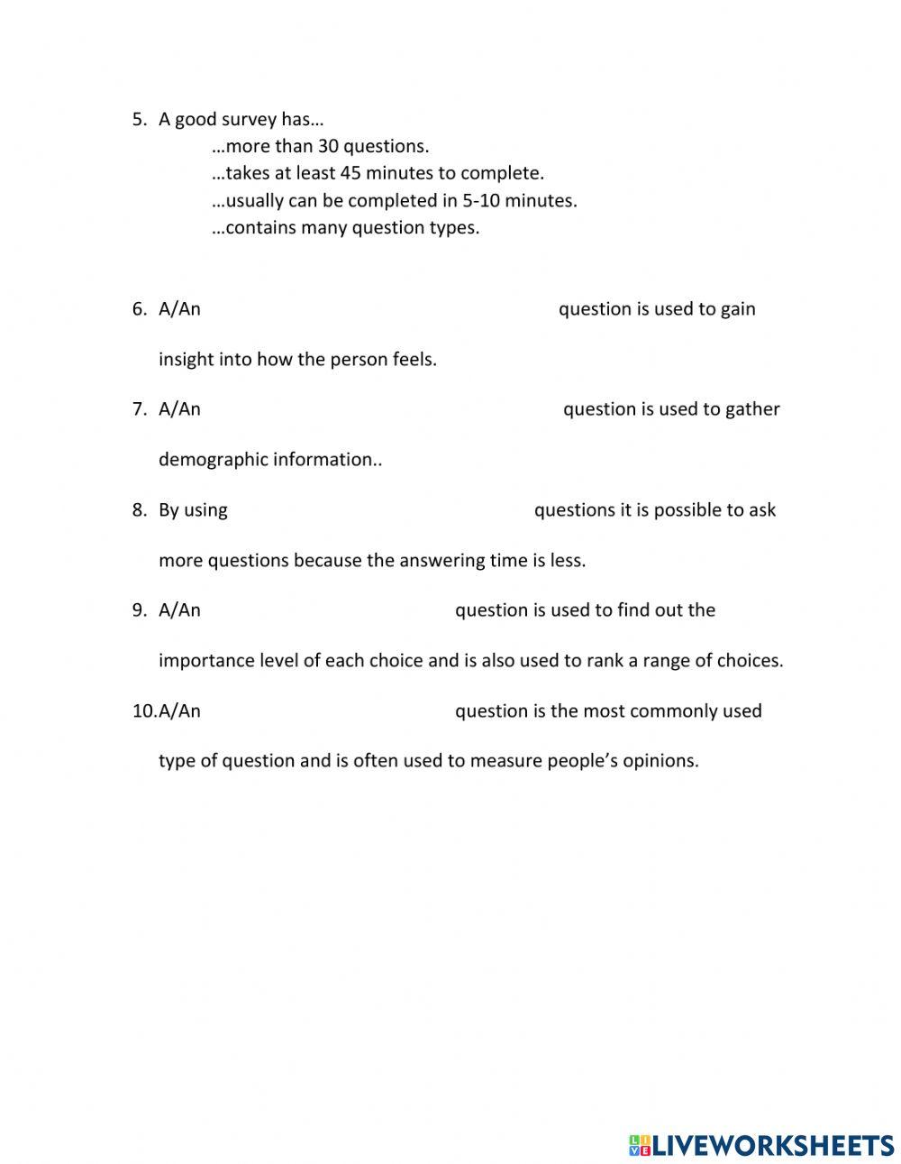 Using Surveys To Predict Worksheets