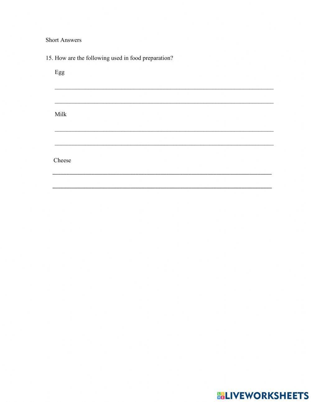 Nutrients & Protein Foods Unit Test