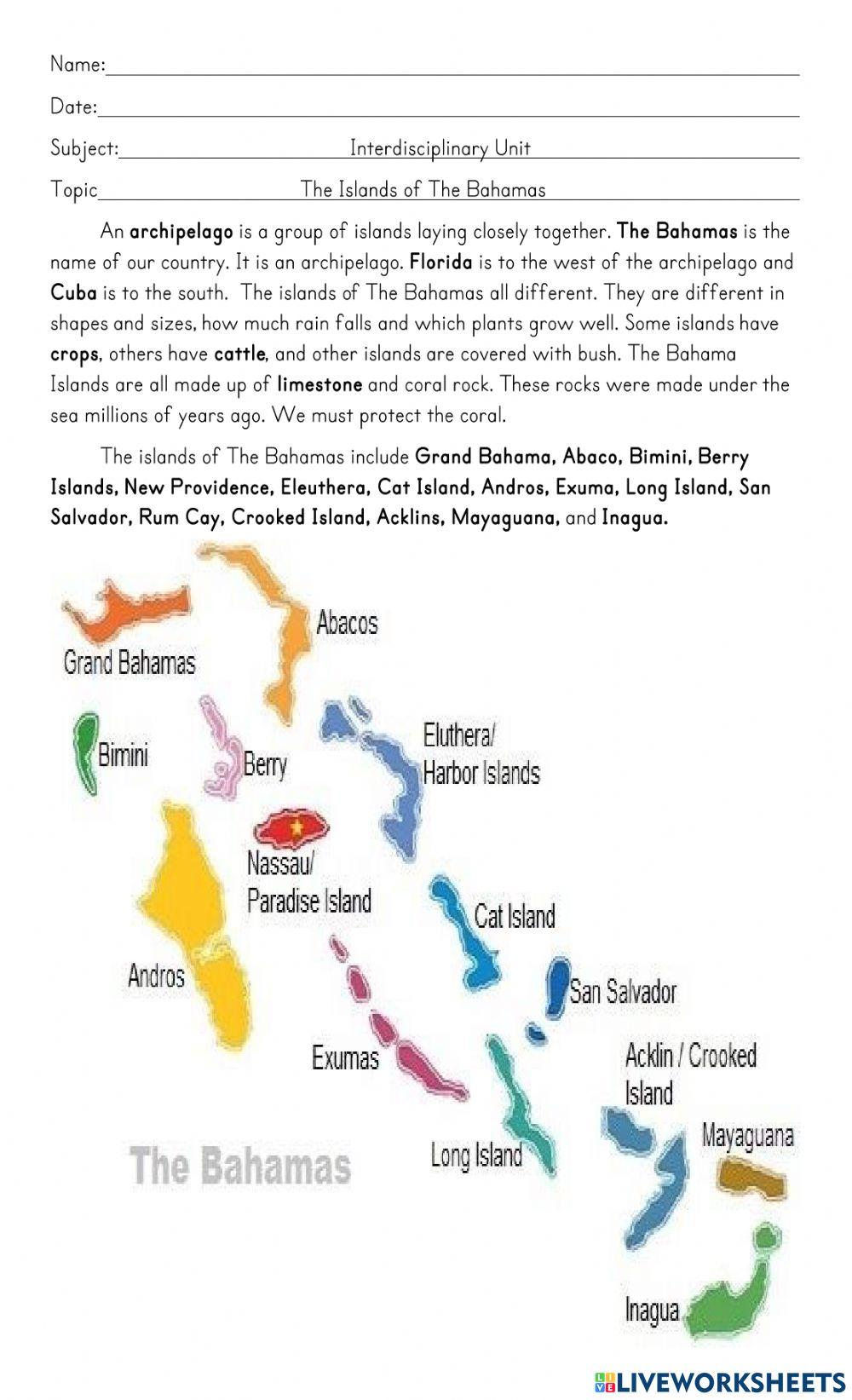 Islands of the bahamas class notes online exercise for live worksheets