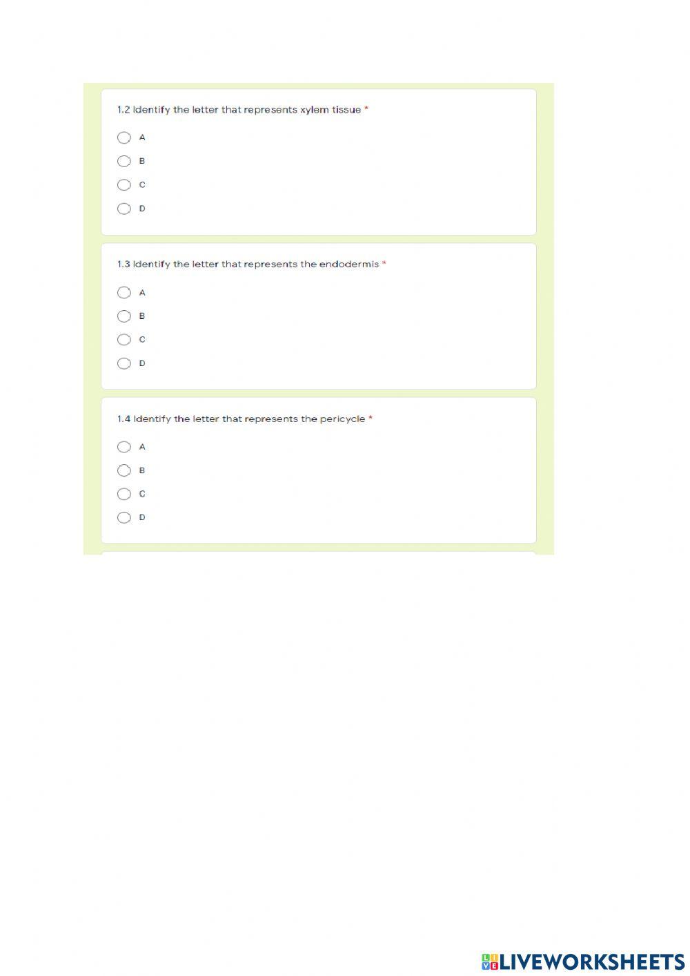 Topic 5: Support and transport systems in plants