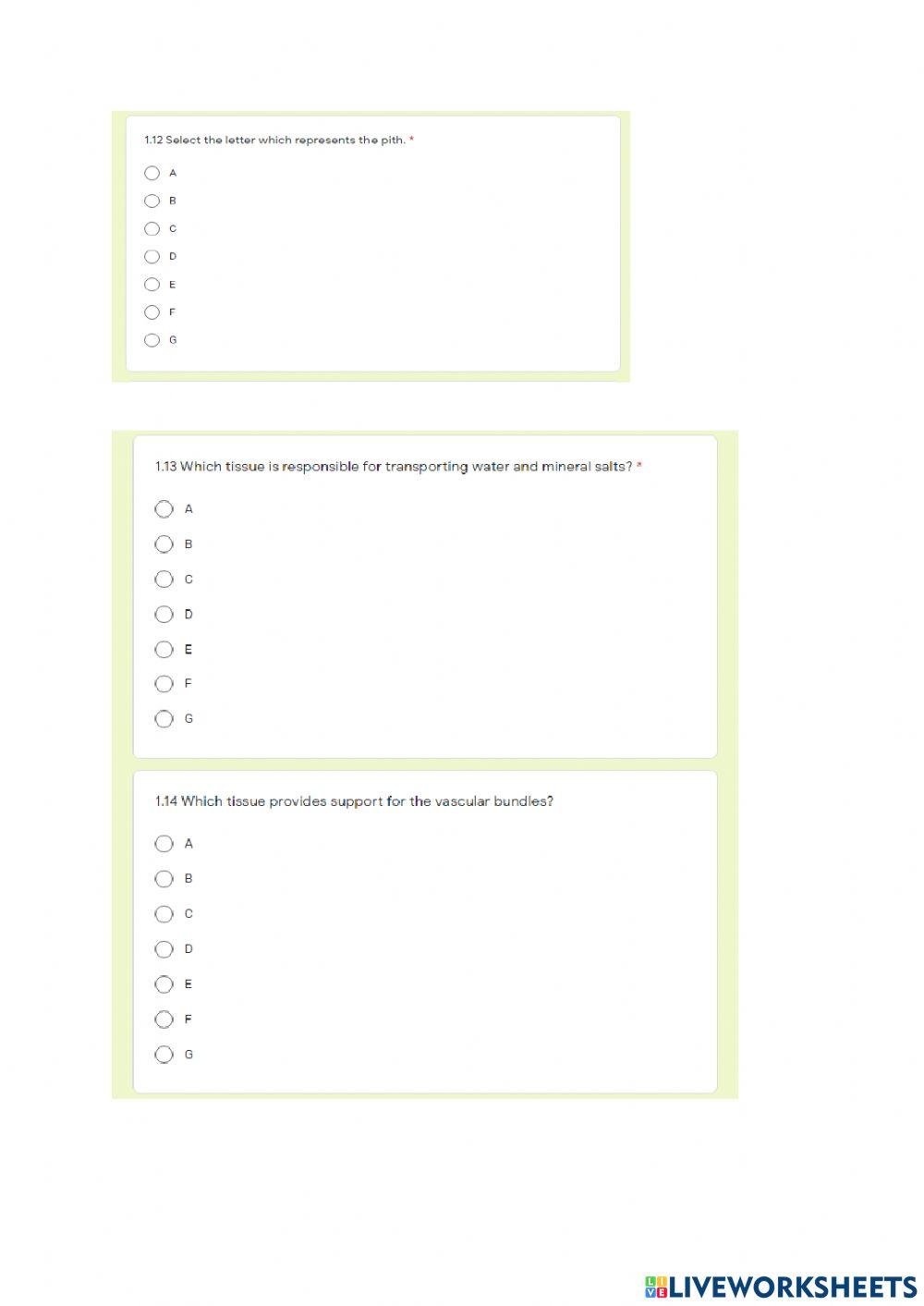 Topic 5: Support and transport systems in plants