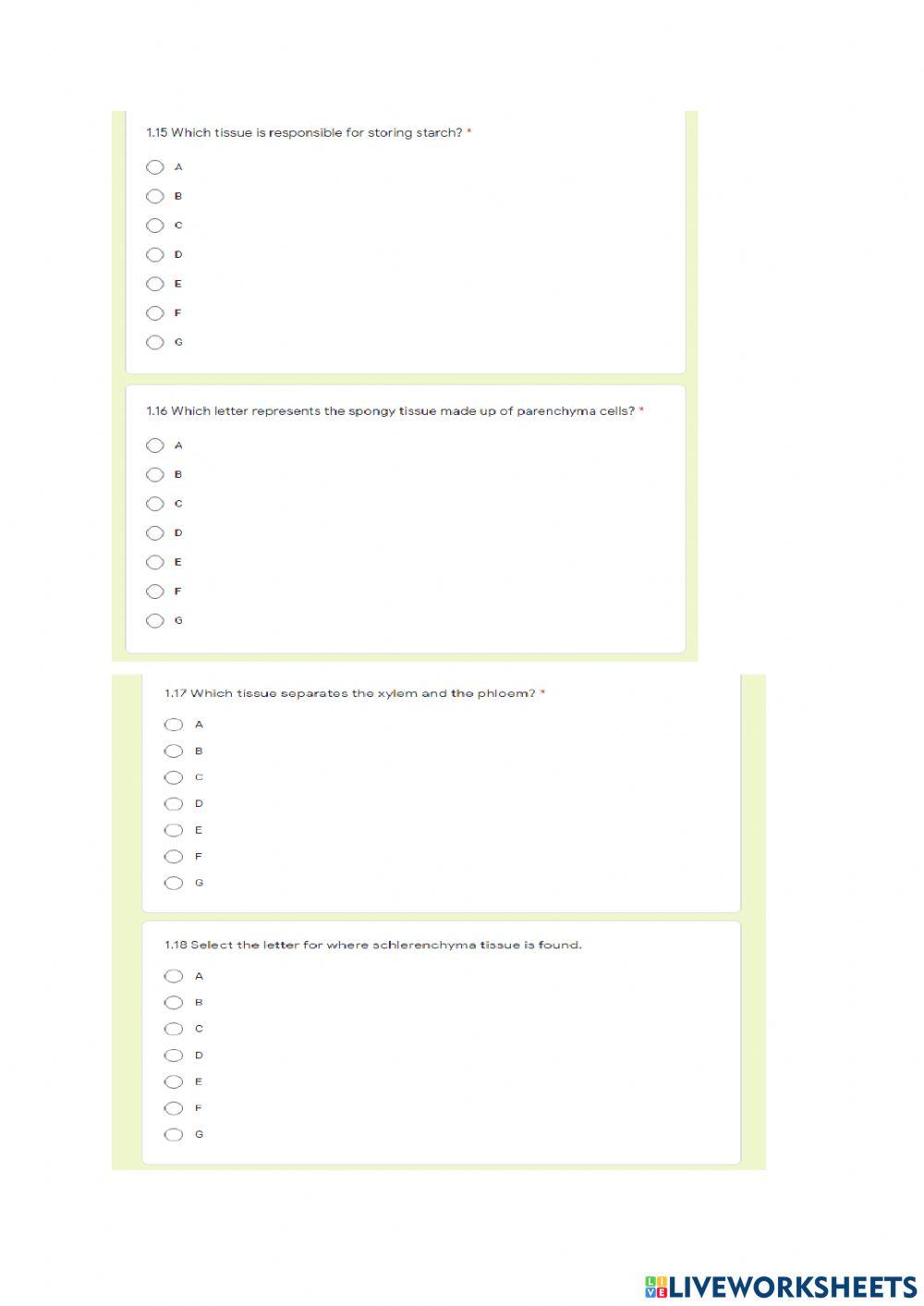 Topic 5: Support and transport systems in plants