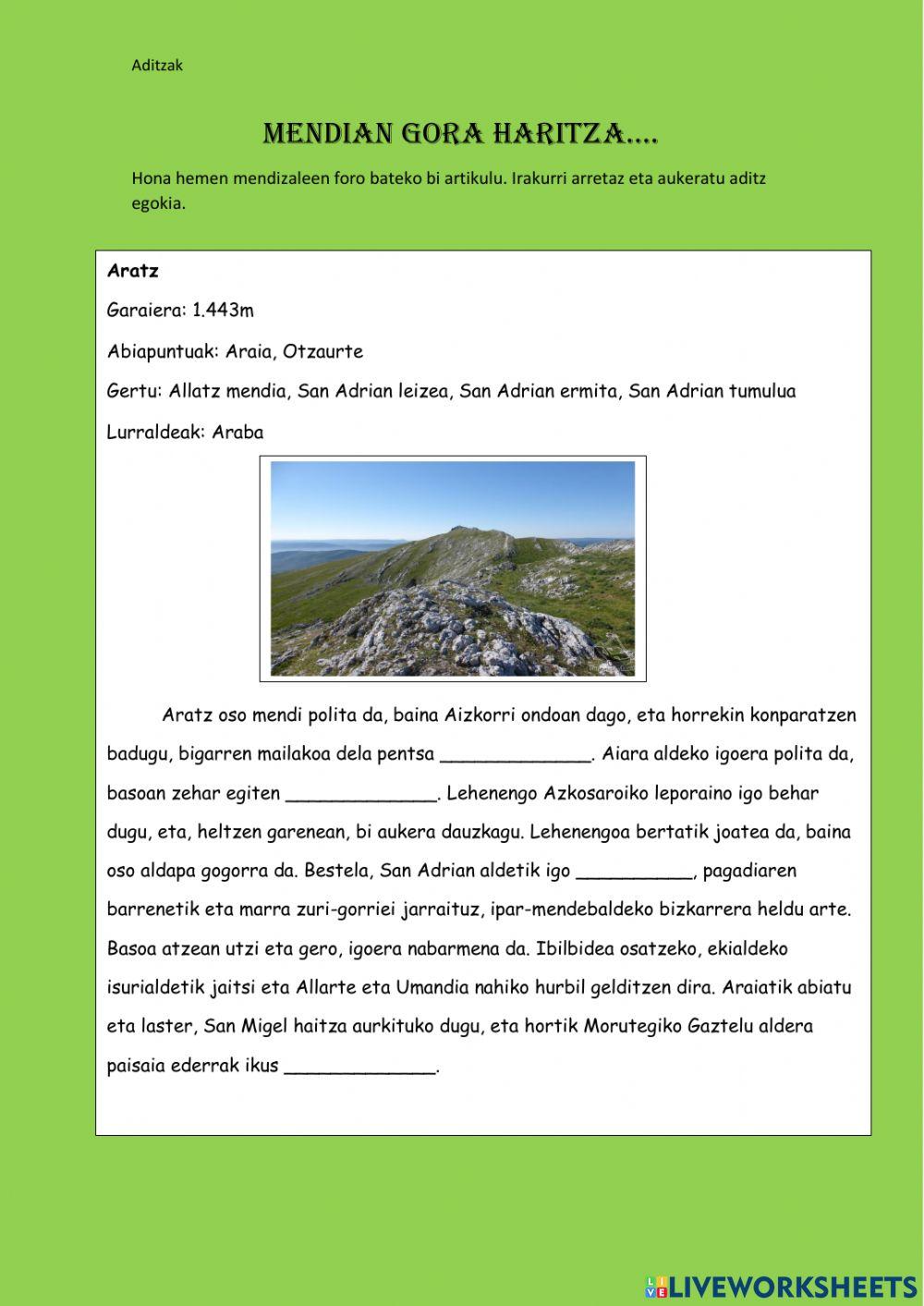 Mendian gora haritza..