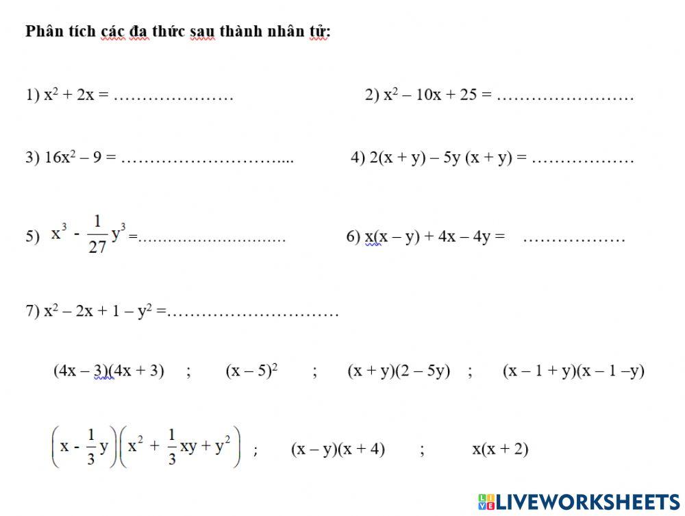 Phân tích đa thức thành nhân tử