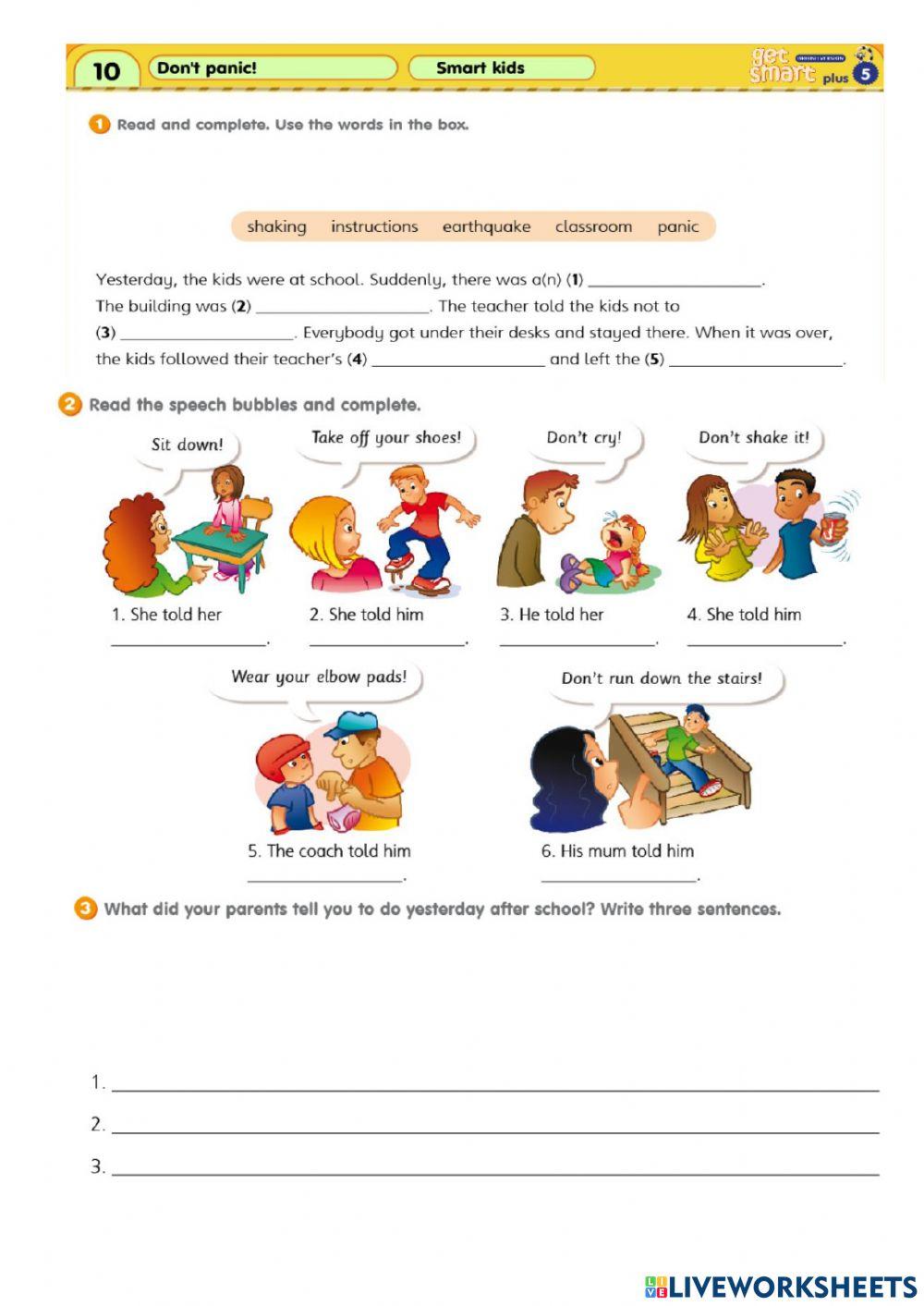 Reported commands negative worksheet | Live Worksheets