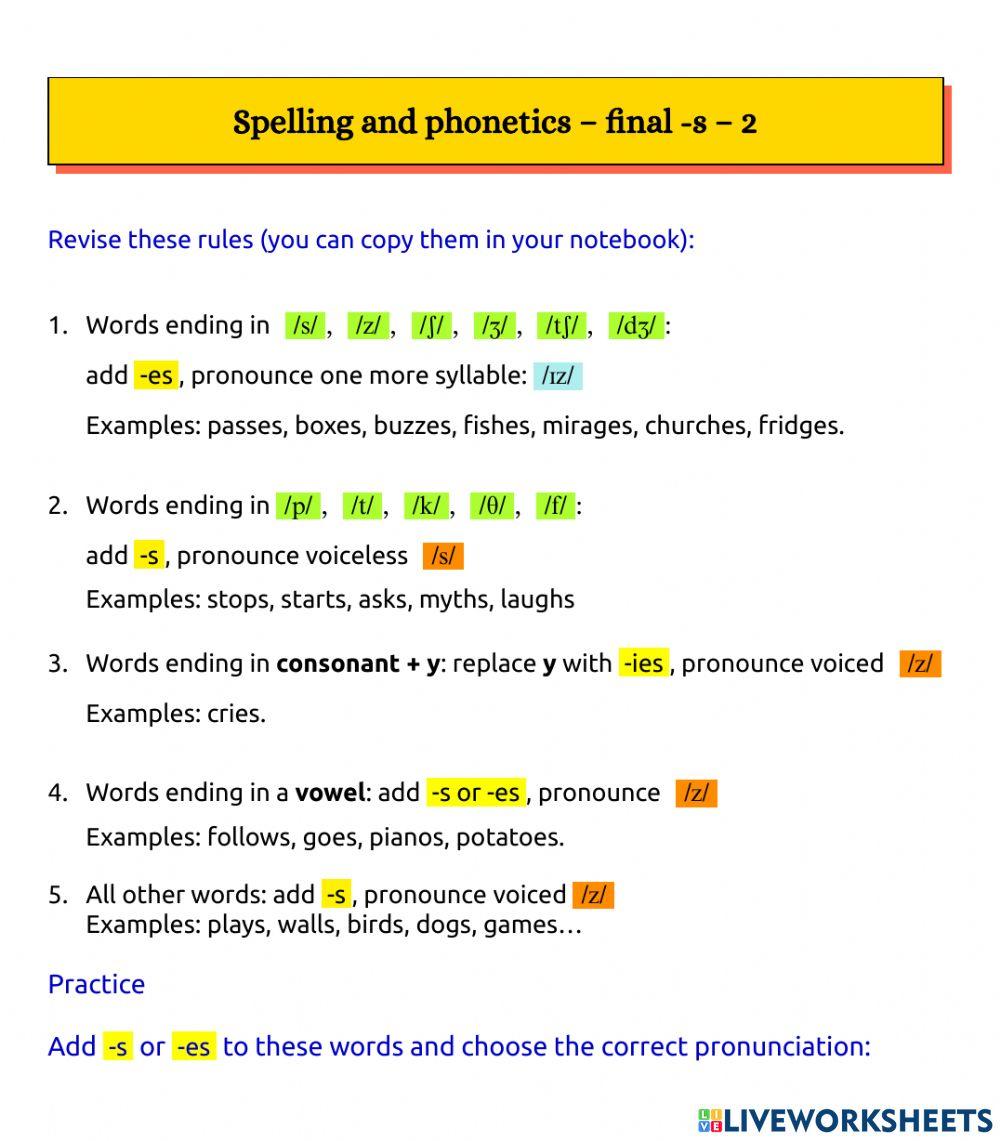 Phonetics: pronunciation of final -s - 2