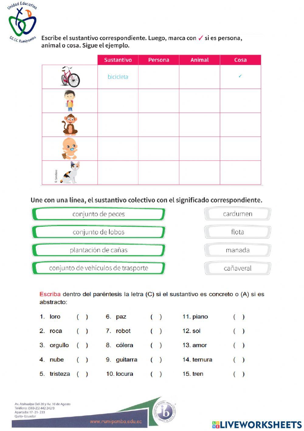 Clases de sustantivos