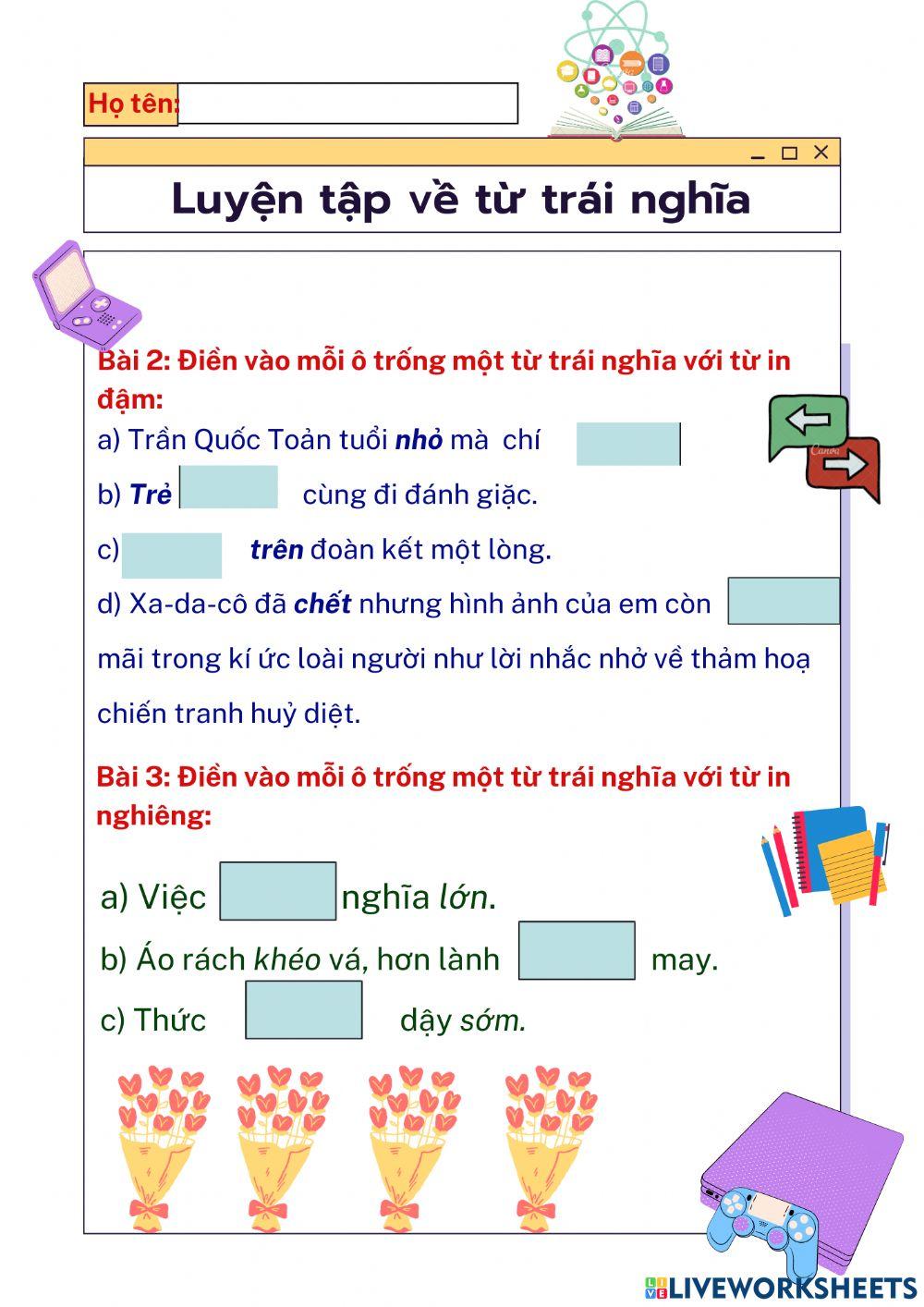 Luyện tập về từ trái nghĩa