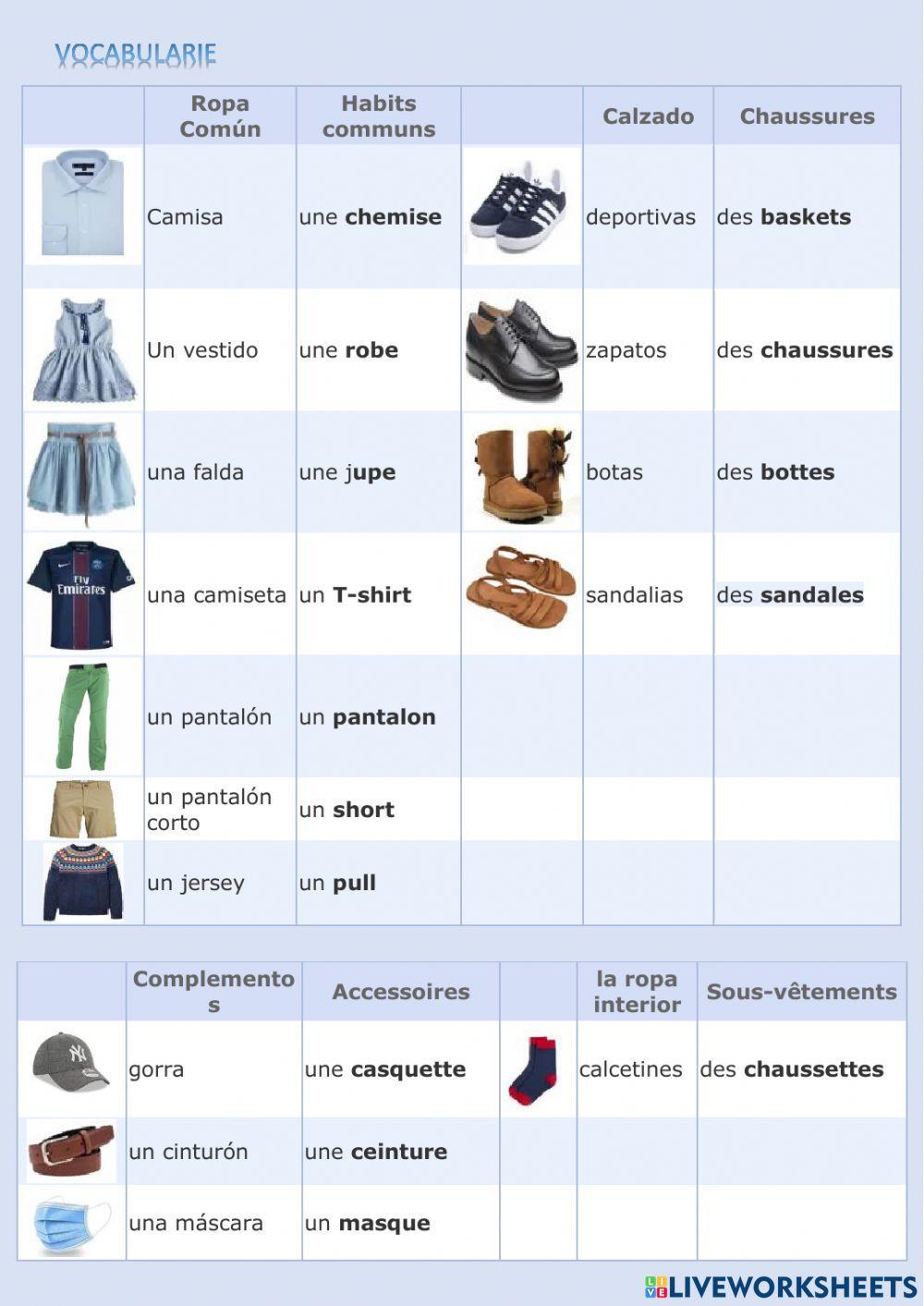 EP 6 frances vocabulario ropa