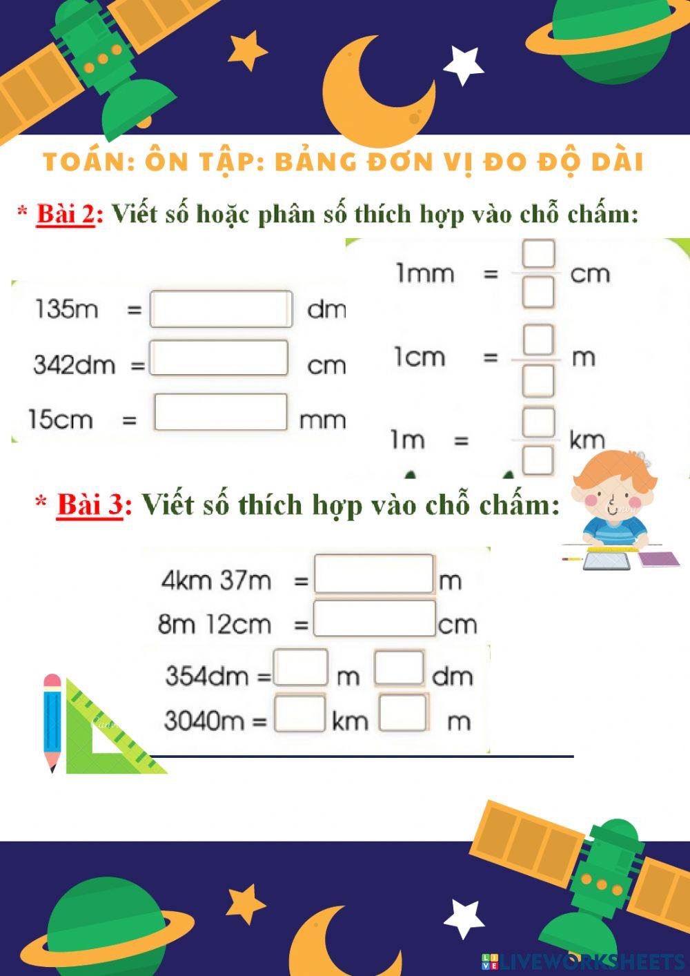 Ôn tập:Bảng đơn vị đo độ dài