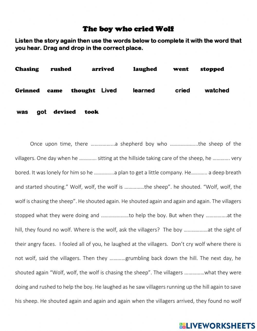 THE BOY WHO CRIED WOLF THE BOY WHO CRIED WOLF