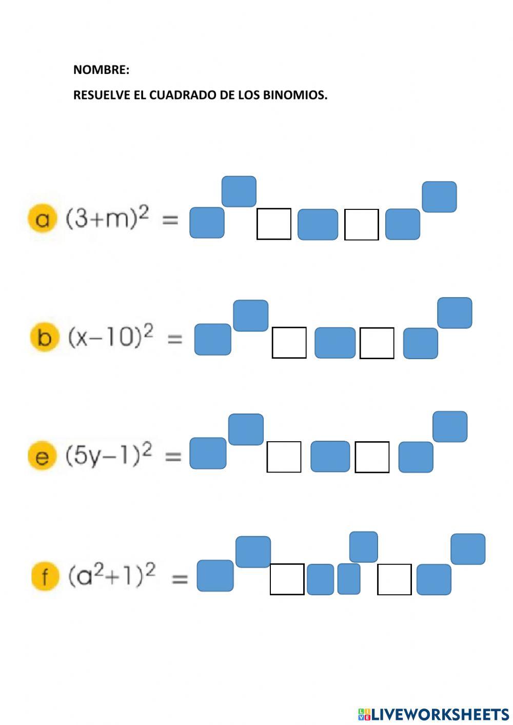Cuadrado de un binomio