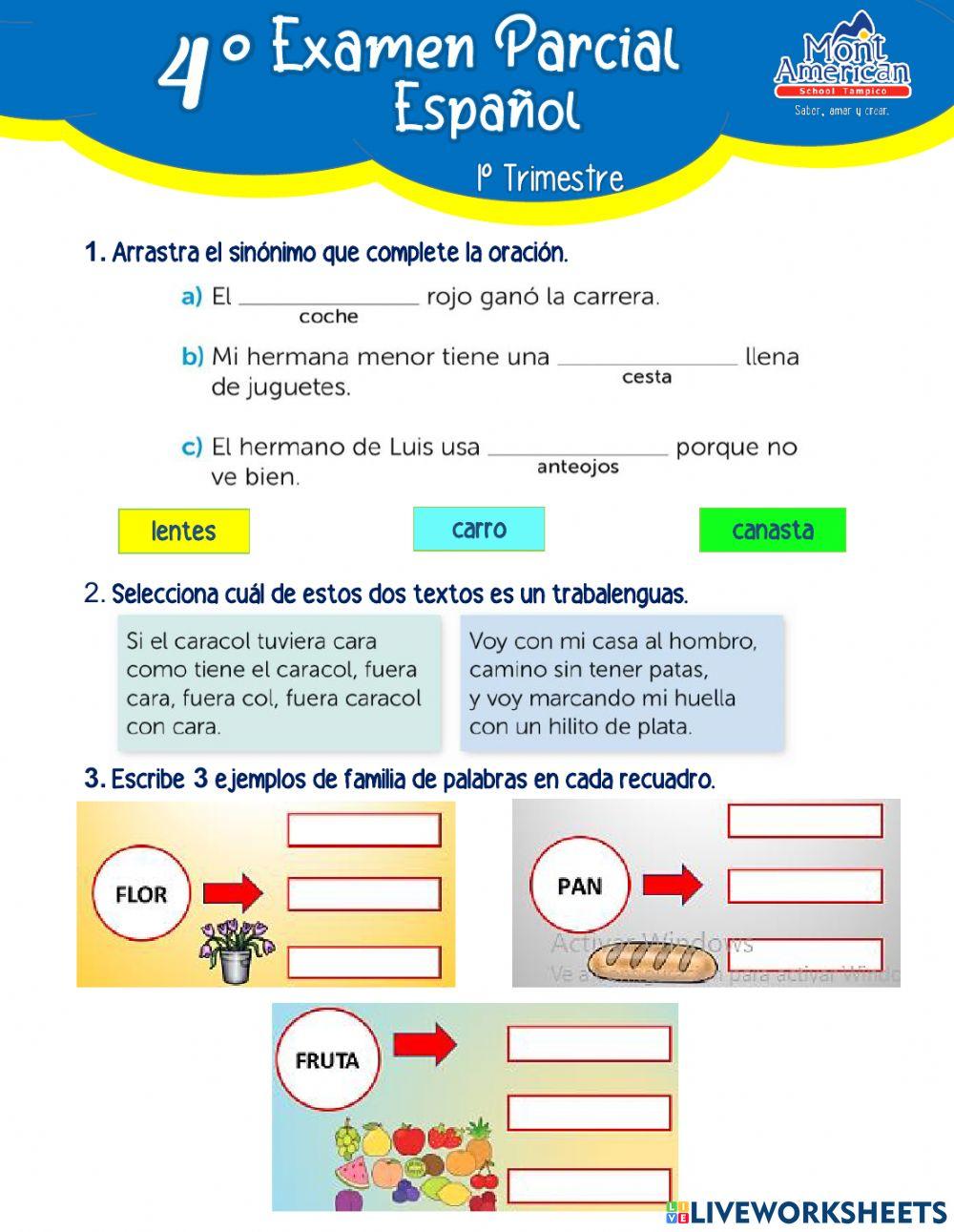 Parcial Español 4°