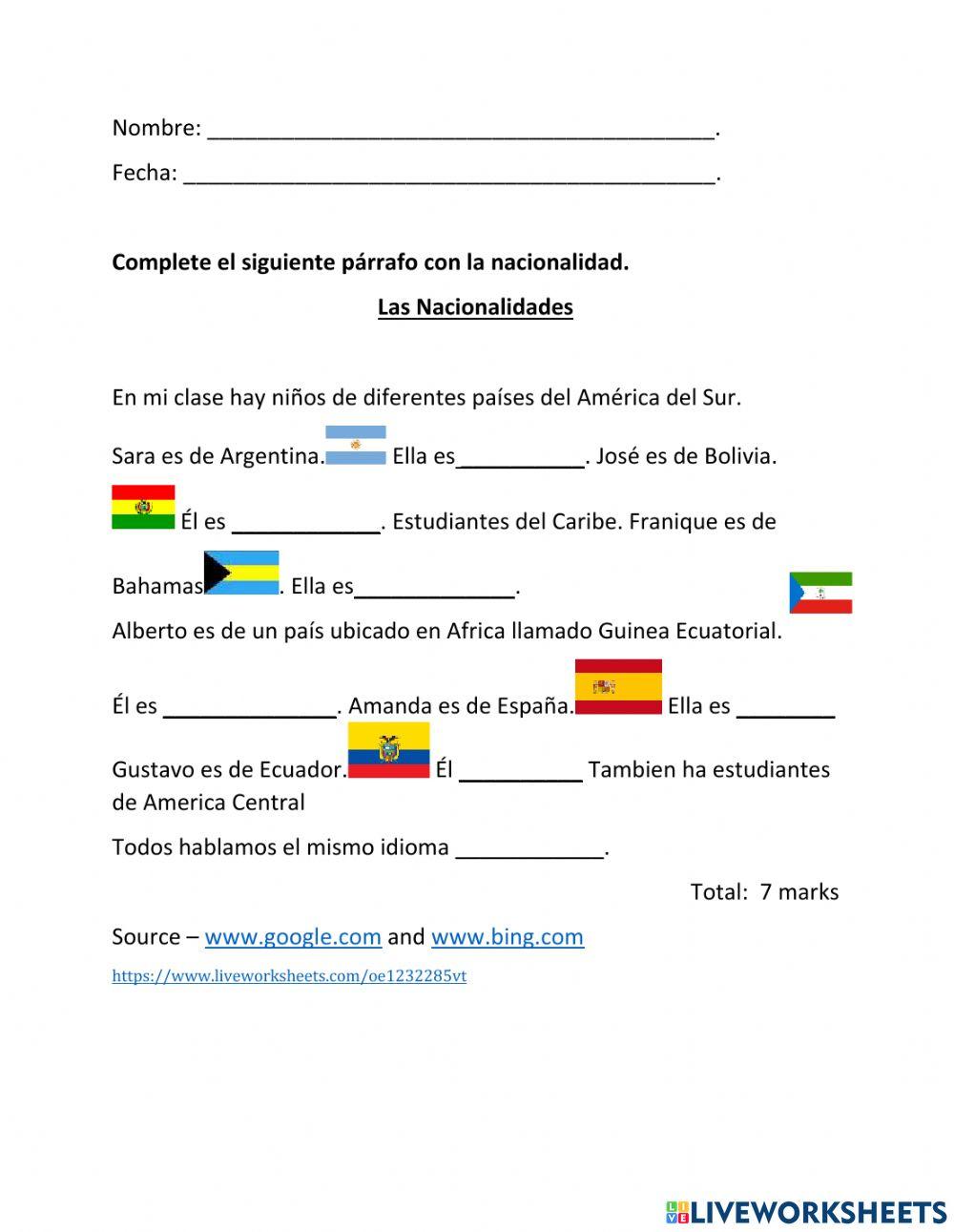 Las nacionalidades Gr.6 Las nacionalidades Gr.6