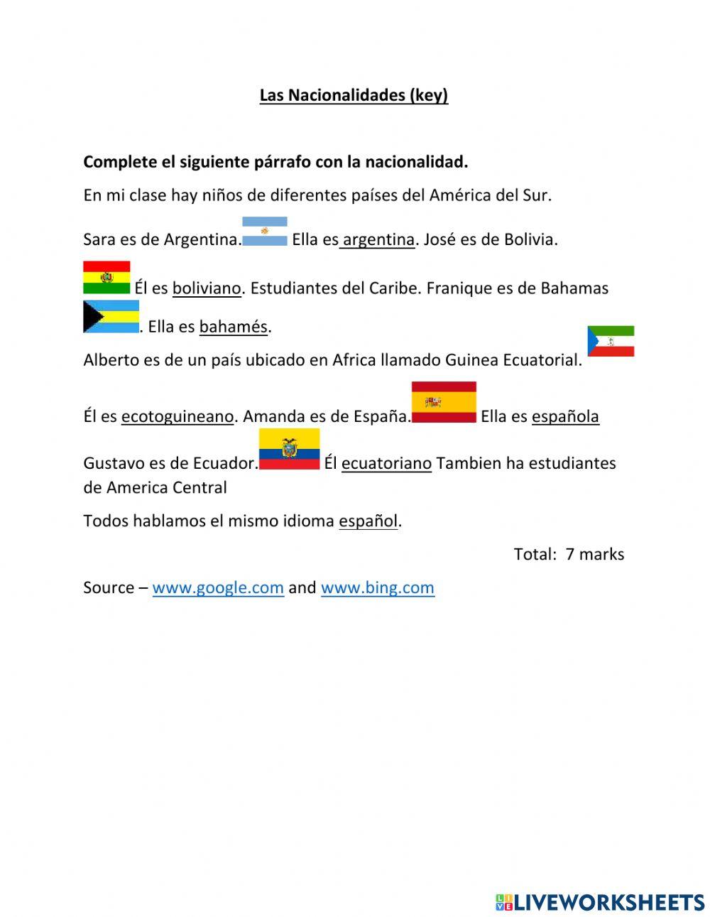 Las nacionalidades Gr.6 Las nacionalidades Gr.6