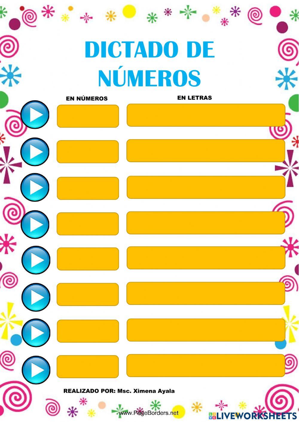 Dictado de números de 9 cifras
