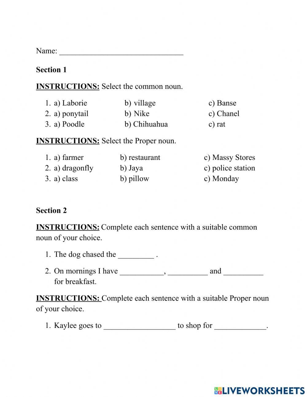 Proper and Common Nouns