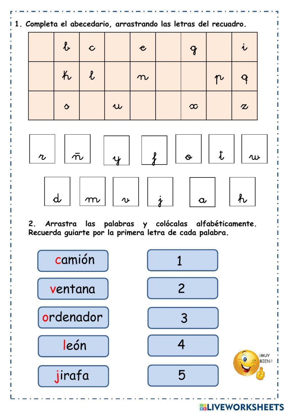 Ordenar palabras alfabéticamente exercise Live Worksheets Ordenar palabras alfabéticamente exercise Live Worksheets