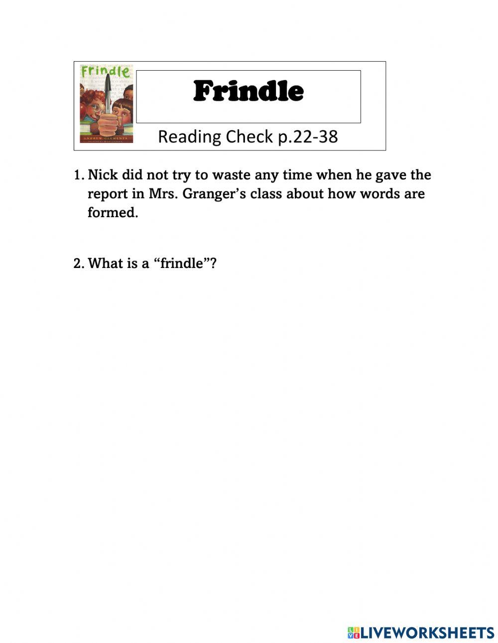 Frindle Reading Check p.22-38