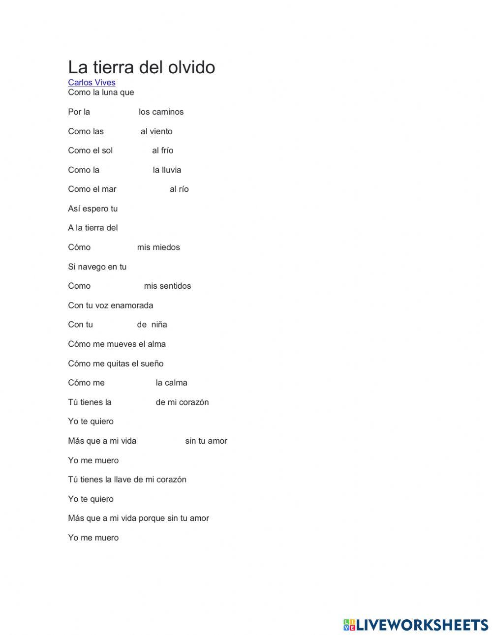 Canción La tierra del olvido