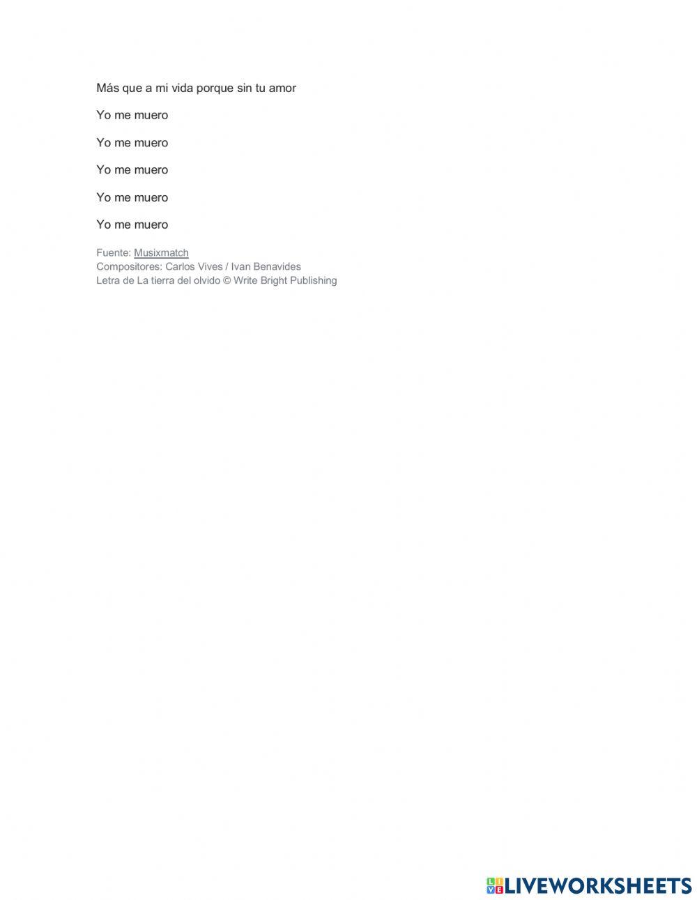 Canción La tierra del olvido