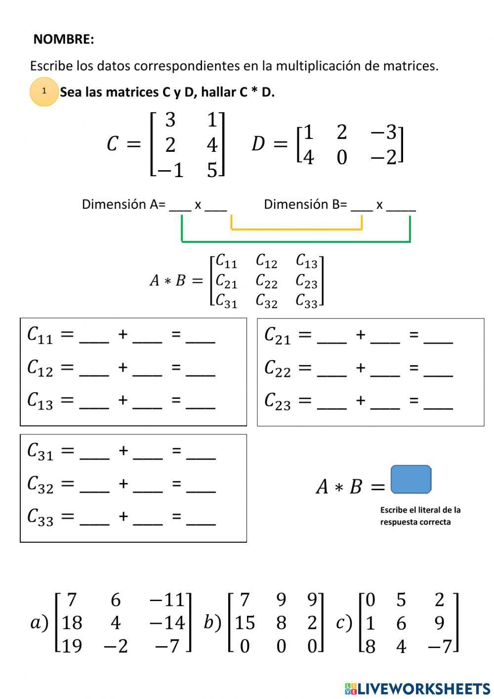 Multiplicación entre matrices