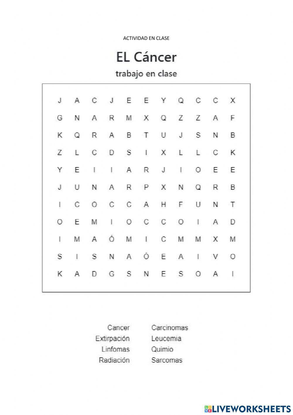 Sopa de letras el cancer