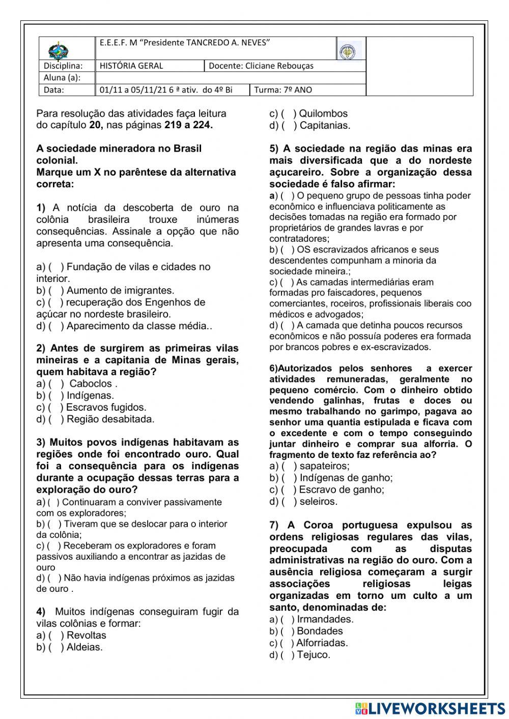 A sociedade mineradora: A elite e as camadas intermediárias