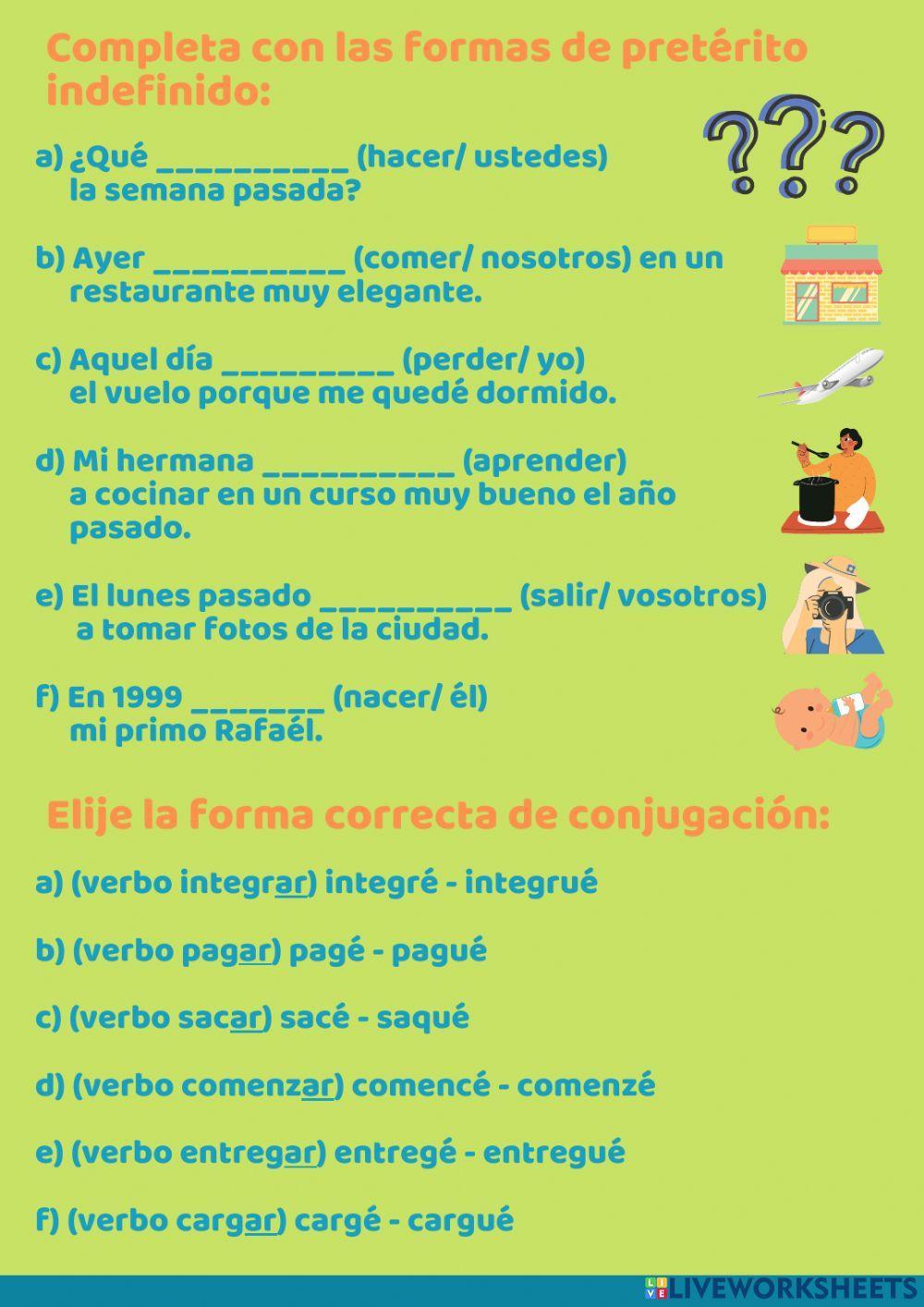 Pretérito indefinido de indicativo