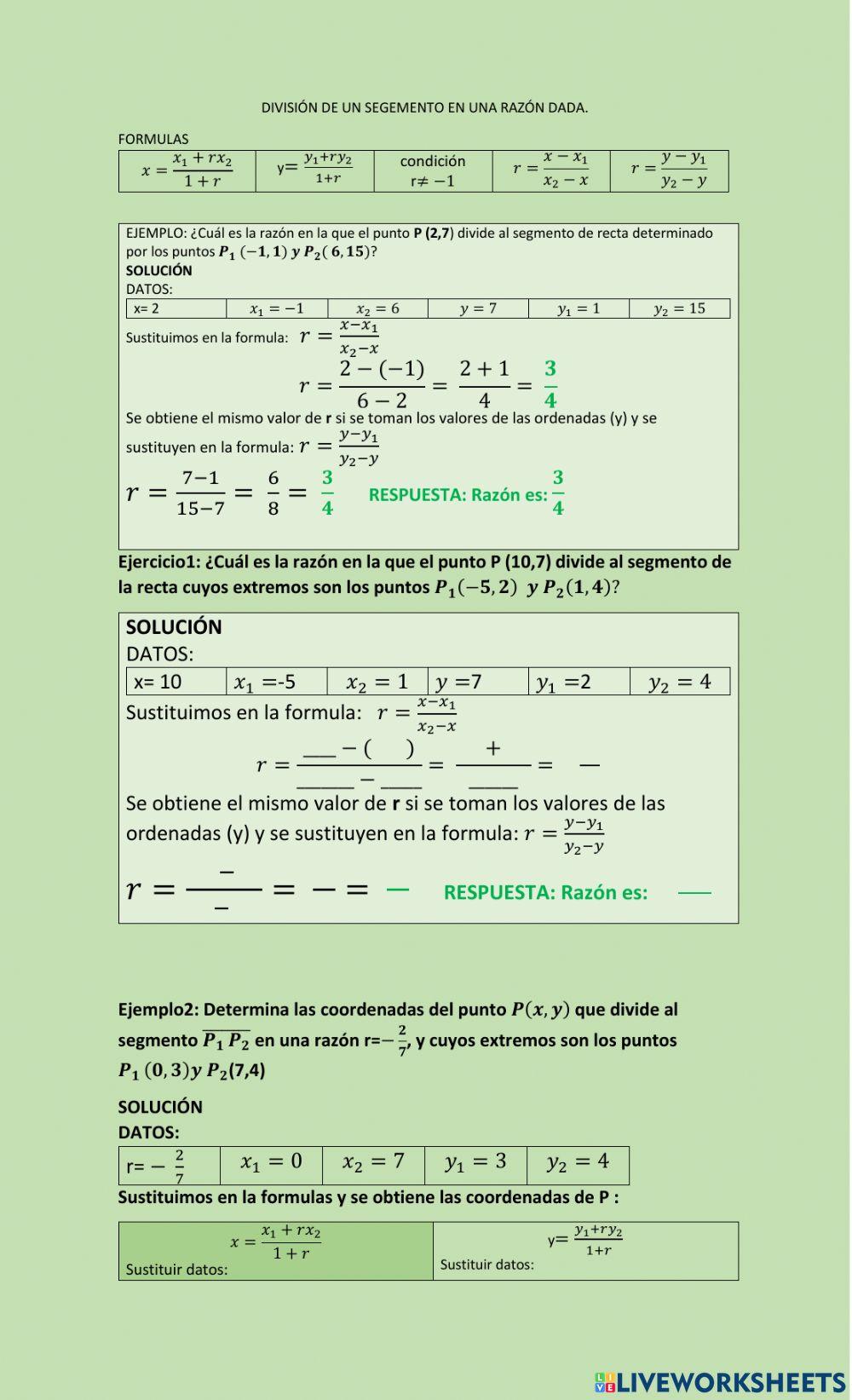 División de un segmento en una razón dada