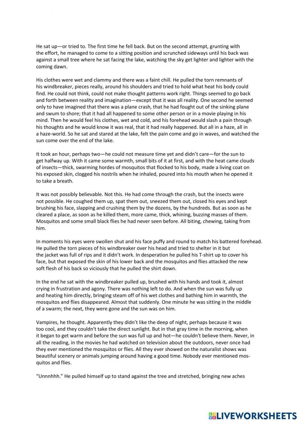 Hatchet Chapter 4 questions