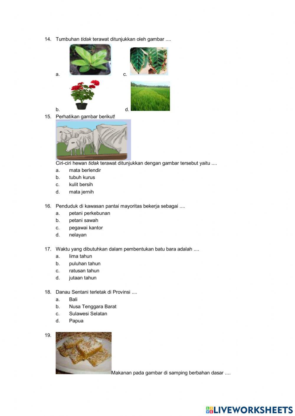 Penilaian harian tema 3 kelas 4 sesi 1